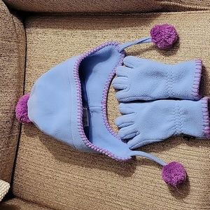Kids Lands End Polartec hat and gloves set size S/M